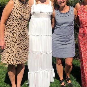 White ruffled sleeveless dress